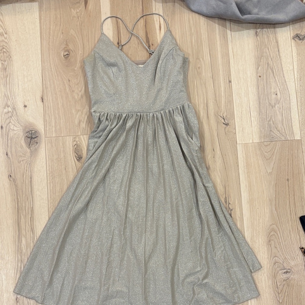 Elevenses Silver sparkly formal maxi midi dress
